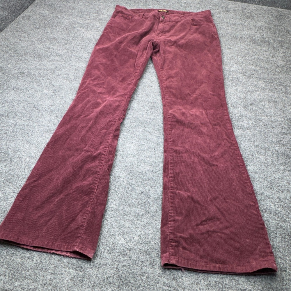Run & Fly Corduroy Pants Mens 38x34 Red Bell Bottom Flare Retro 70s UK Trousers
